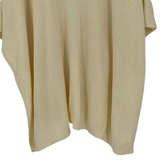 Loft Waffle Knit Open Front Poncho Cardigan Sweater Cream M/L New 533489 - Picture 8 of 11